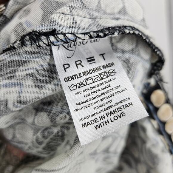 Kayseria Pret Shift Dress Black Green Floral 3/4 Sleeve Tunic Mini NWT Size 16 - Picture 5 of 7